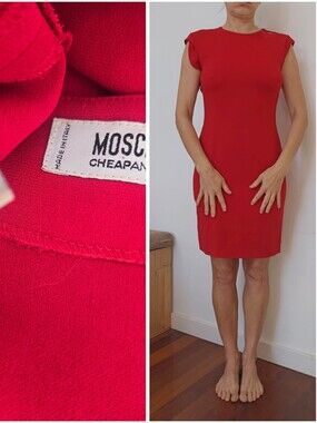 Moschino Cheap & Chic Vintage 90s  Red Shoulder Zip Shift Dress 4/6